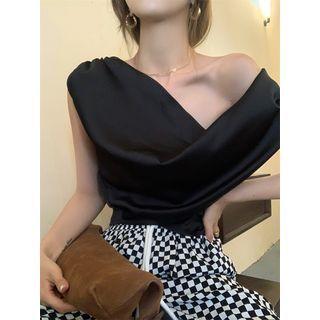 Off-shoulder Plain Irregular Top