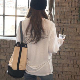 Drop-shoulder Lettering-back T-shirt
