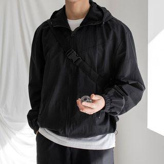 Hooded Drawcord-hem Boxy Windbreaker