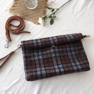Plaid Roll-top Clutch