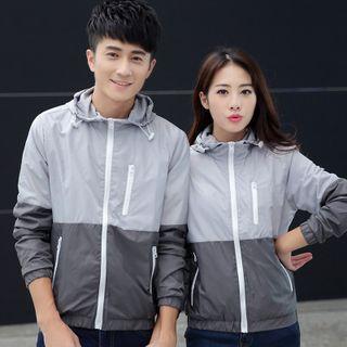 Couple Matching Two-tone Hooded Windbreaker