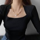 Faux Pearl Pendant Alloy Necklace Necklace - Gold - One Size