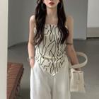Geometric Print Camisole Top Off-white - One Size