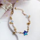 Alloy Mountain Star Faux Crystal Bracelet Blue - One Size