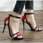 Color Block Ankle Strap High Heel Sandals