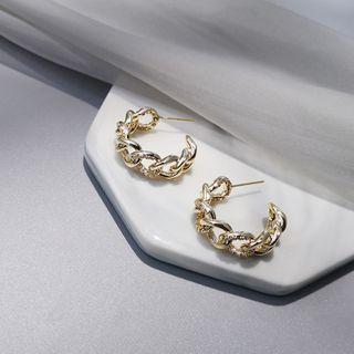 Rhinestone Chain Half-hoop Earring As Shown In Figure - One Size