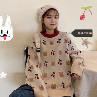All Over Jacquard Sweater As Shown In Figure - One Size