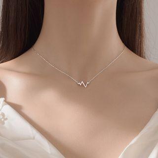 Heartbeat Pendant Sterling Silver Necklace Silver - One Size
