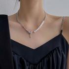 Faux Pearl Panel Necklace Silver - One Size