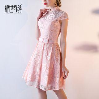 Mandarin Collar Lace Cocktail Dress