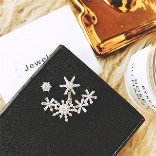 Non-matching Rhinestone Snowflake Earring 925silver - One Size
