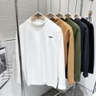 Mock Neck Mustache Embroidered Sweatshirt