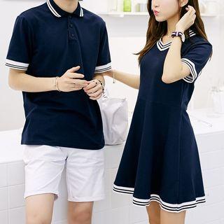 Couple Matching Short-sleeve T-shirt / A-line Dress