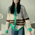 Pattern Cardigan Brown & Green & White - One Size