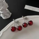 Cherry Alloy Dangle Earring 1 Pair - Earrings - Cherry - Silver Pin - Red - One Size