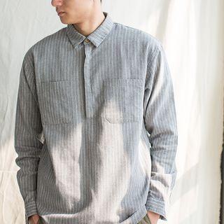 Half Placket Striped Shirt