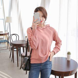 Pintuck-sleeve Hooded Pullover