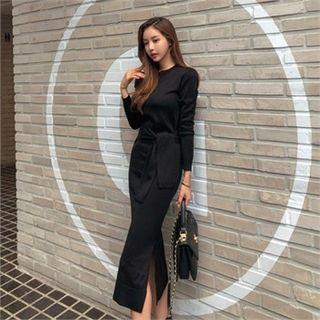Tie-waist Maxi Knit Dress