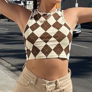 Argyle Crop Tank Top