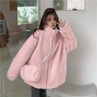Set: Fleece Zip Jacket + Chain Crossbody Bag