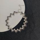 Rhinestone Necklace Silver & Black - One Size