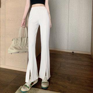 Front-slit Bootcut Pants Off-white - One Size