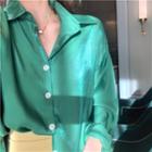Long-sleeve Metallic Loose-fit Shirt