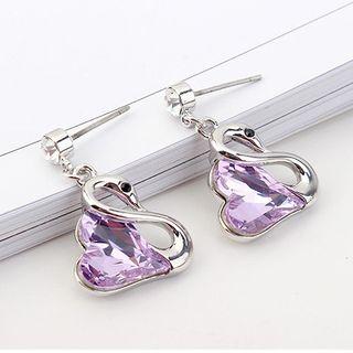 Crystal Heart Swan Earring