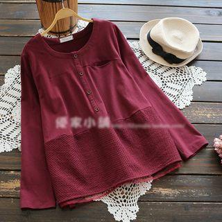 Long-sleeve Panel Buttoned Top