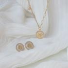 Flower Shell Disc Earring / Pendant Necklace