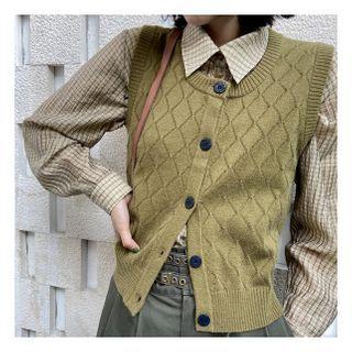 Plain Button-up Knit Vest