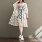 3/4-sleeve Shift Lace Dress