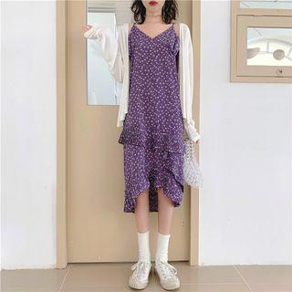 Irregular Light Jacket / Floral Sleeveless Dress