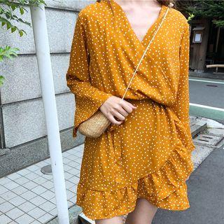 Polka Dot Bell-sleeve Chiffon Dress