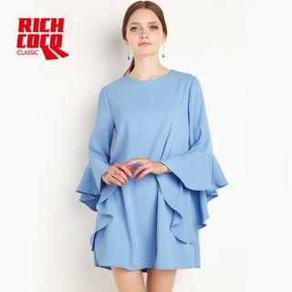 Frilled Long-sleeve Minidress