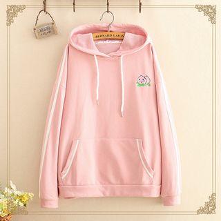 Peach Embroidered Hoodie