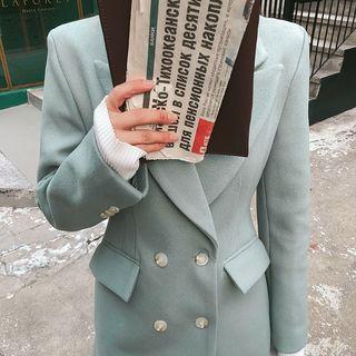 Peaked-lapel Wool Blend A-line Coat