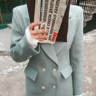 Peaked-lapel Wool Blend A-line Coat