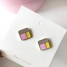 Colour Block Alloy Square Earring 1 Pair - Earring - One Size