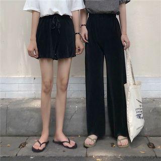 Drawstring Waist Shorts / Wide-leg Pants
