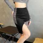 Two-tone Mini Fitted Skirt