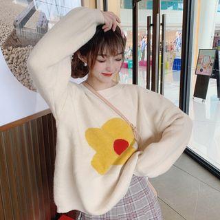 Flower Printed Sweater / Plaid Pleated Skort