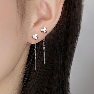 Clover Threader Earring 1 Pair - Threader Earring - Clover - Silver - One Size