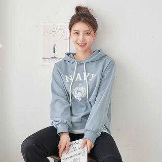 Printed Layered-hem Boxy Hoodie