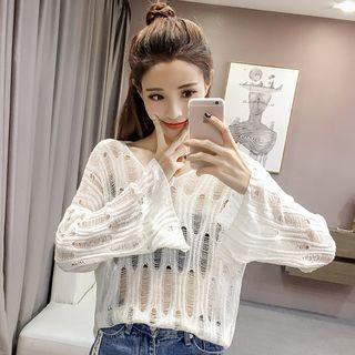 Flare-sleeve Cutout Knit Top