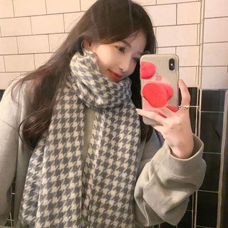 Houndstooth Fringe Color Block Scarf