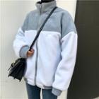 Color Panel Zip Jacket As Shown In Figure - One Size