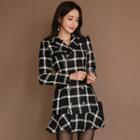 Long-sleeve Plaid Mini Mermaid Dress