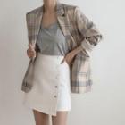 Button-up Denim Wrap Miniskirt