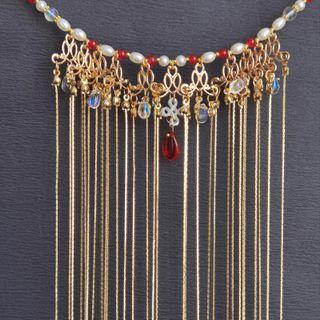 Beaded Fringed Headpiece Q22 - Gold - One Size